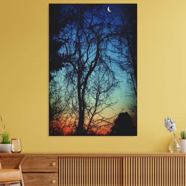Crescent Moon Sunrise Wrapped Canvas Art (Insitu(LivingRoom))