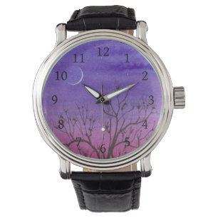Crescent Moon & Tree Wrist Watch