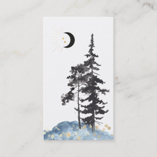 *~*  Crescent Moon Trees Gold Stars Glitter Moon Business Card