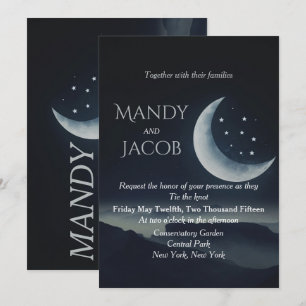 Crescent moon wedding invitation