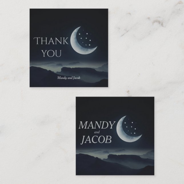 Crescent moon wedding thank you card (Front/Back)