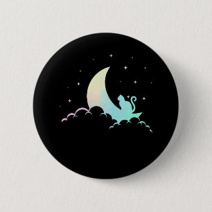 Crescent Moon Wicca Mystical Cat Pastel Goth 6 Cm Round Badge