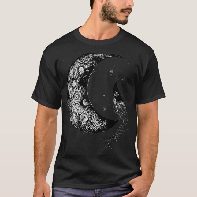 Crescent Moon Witch Aesthetic Astrology Gothic T-Shirt (Front)