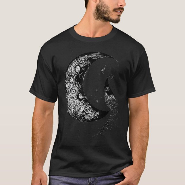 Crescent Moon Witch Aesthetic Astrology Gothic T-Shirt (Front)