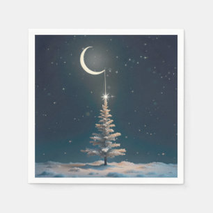 Crescent Moon With a Christmas Star Napkin