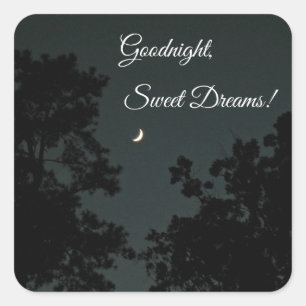 Crescent moon with message. square sticker