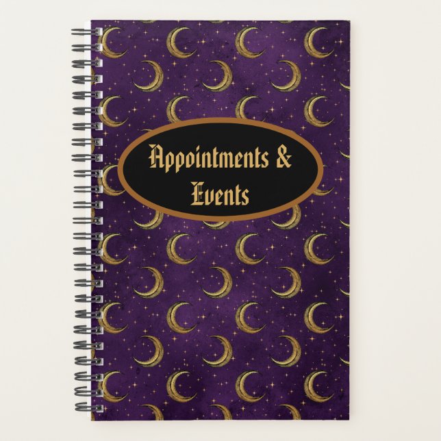 Crescent Moons & Stars Customisable Planner (Front)