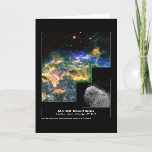 Crescent Nebula 6888 Hubble Telescope Card (Front)