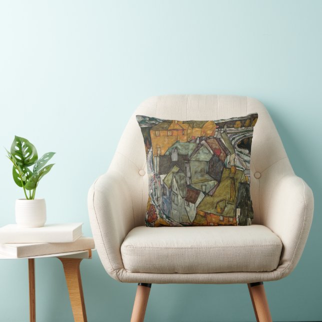 Crescent of Houses II, Island Town by Egon Schiele Cushion (Chair)