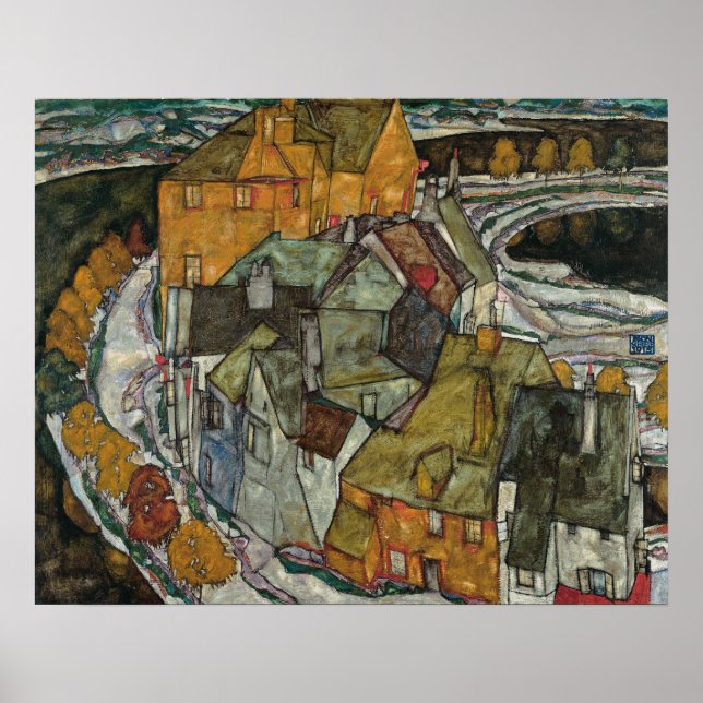 Crescent of Houses II, Island Town by Egon Schiele Poster (Front)