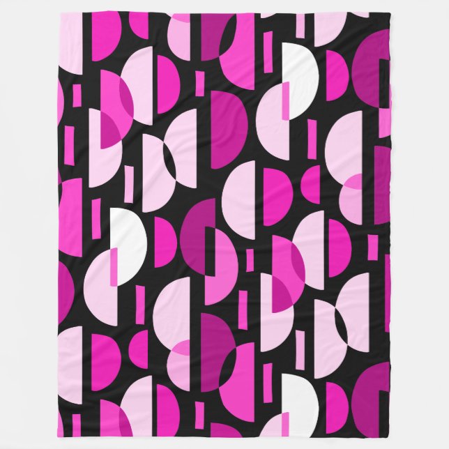 Crescent Pattern 010921 - Magenta Pink Fleece Blanket (Front)