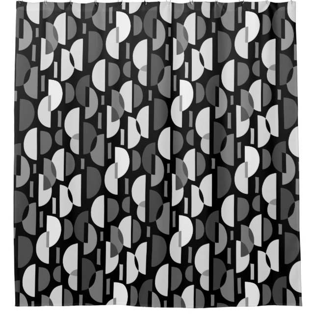 Crescent Pattern 010921 - Monochrome Shower Curtain (Front)