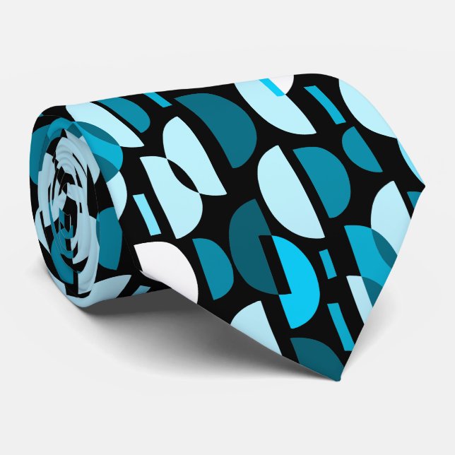 Crescent Pattern 010921 - Sky Blue Tie (Rolled)