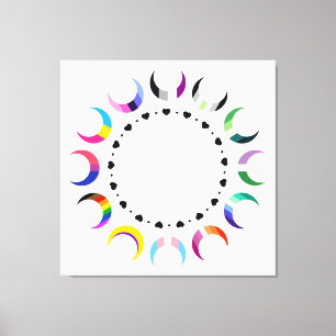 Crescent Pride Moons & Black Hearts Canvas Print