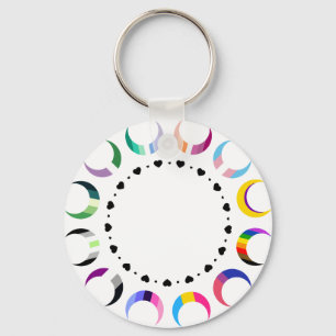 Crescent Pride Moons & Black Hearts Key Ring