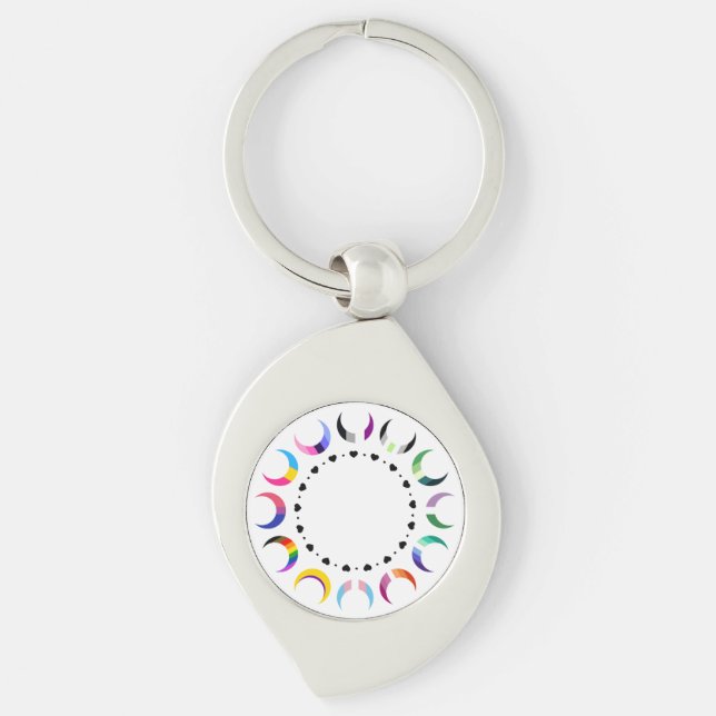 Crescent Pride Moons & Black Hearts Key Ring (Front)