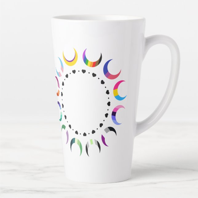 Crescent Pride Moons & Black Hearts Latte Mug (Right)