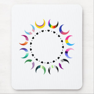 Crescent Pride Moons & Black Hearts Mouse Mat