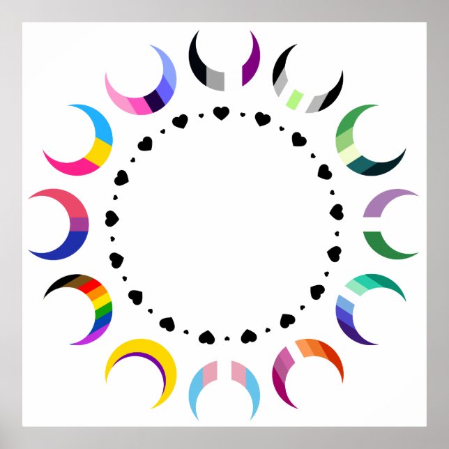 Crescent Pride Moons & Black Hearts Poster (Front)