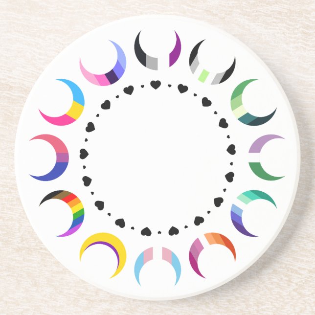  Crescent Pride Moons & Heart Ring  Coaster (Front)