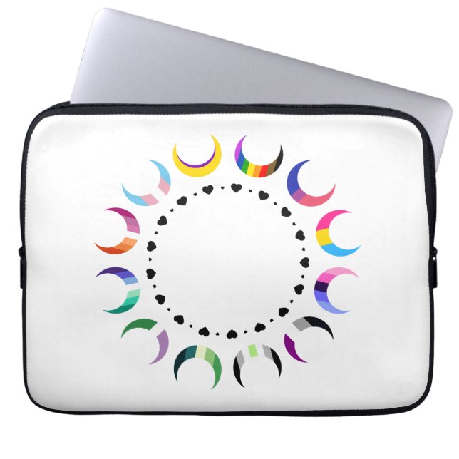  Crescent Pride Moons & Heart Ring  Laptop Sleeve (Front)