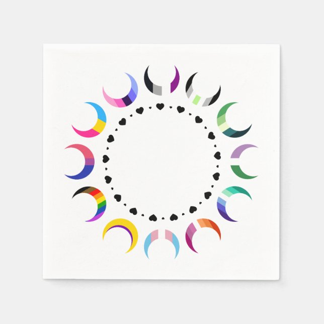  Crescent Pride Moons & Heart Ring  Napkin (Front)