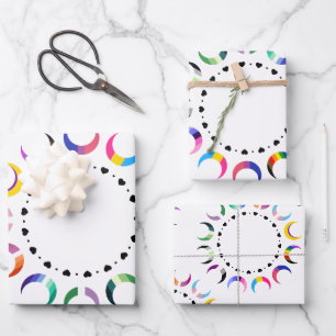 Crescent Pride Moons & Heart Ring Wrapping Paper Sheet