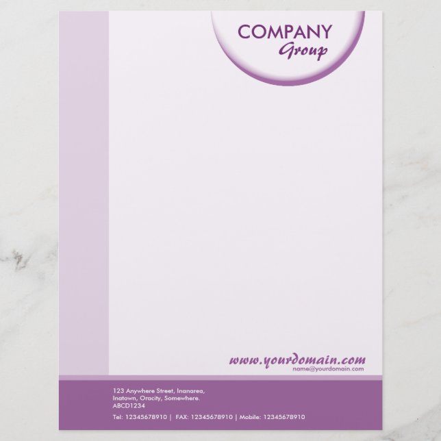 Crescent Shadow - Purple Tones Custom Letterhead (Front)
