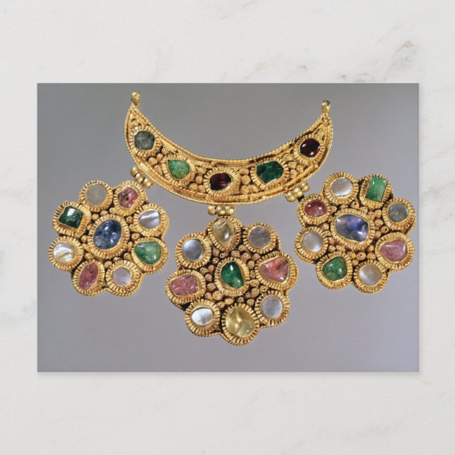 Crescent shaped necklace with pendants postcard (Front)