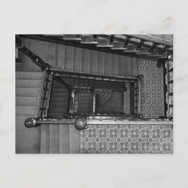 Crescent Stairwell Grayscale Postcard (Front)