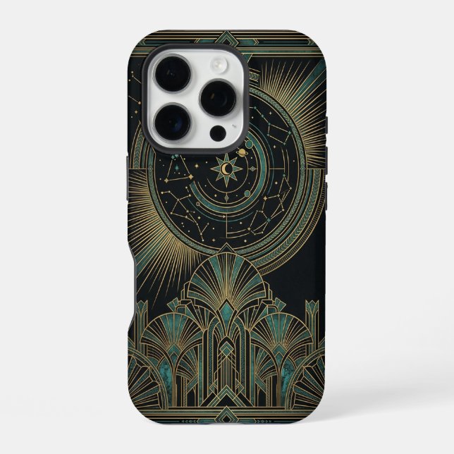 Crescent Star Deco Moon | Art iPhone 16 Pro Case (Back)