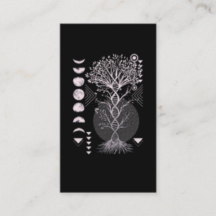 Crescent Tree Life Moon Phases Geometry Nature Business Card