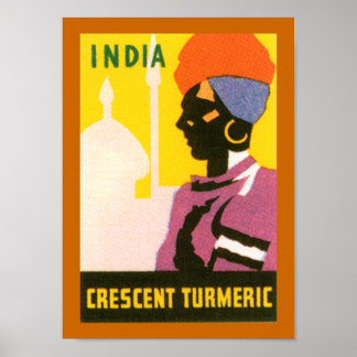 Crescent Tumeric Label (border) Poster