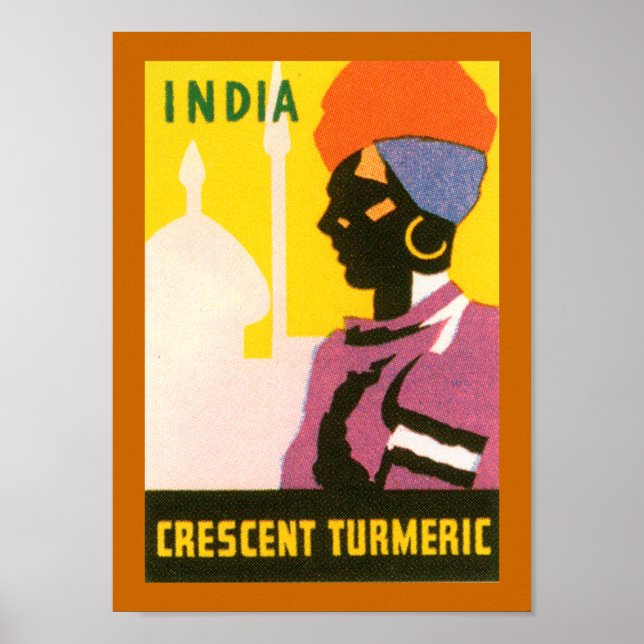 Crescent Tumeric Label (border) Poster (Front)