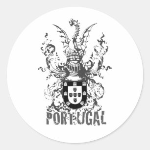 Crest Dragon and Knight Classic Round Sticker