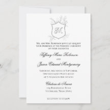 Crest Foliage Modern Classic Black White Wedding
