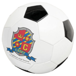 Crest letter C red blue yellow crown lion Casey Football
