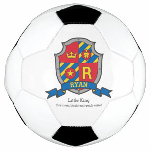 Crest letter R red blue yellow crown lion Ryan Football