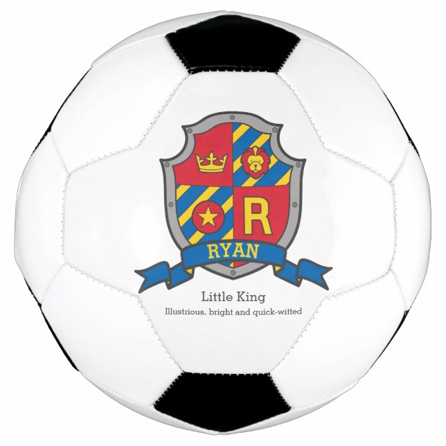 Crest letter R red blue yellow crown lion Ryan Football (Front)