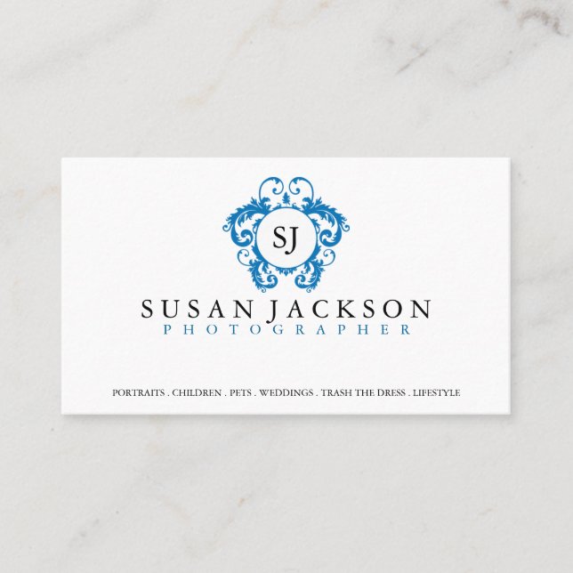 Crest Logo Photographers Business Card (Front)