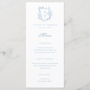 Crest Monogram Dusty Blue Wedding Menu