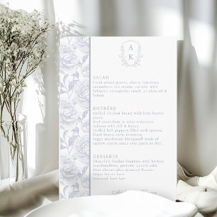 Crest Monogram Dusty Blue Wedding Menu Card