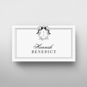 Crest Monogram French Coquette Double Frame Business Card
