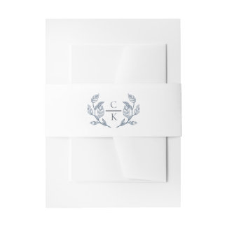 Crest Monogram French Toile Geenery Wedding Invitation Belly Band