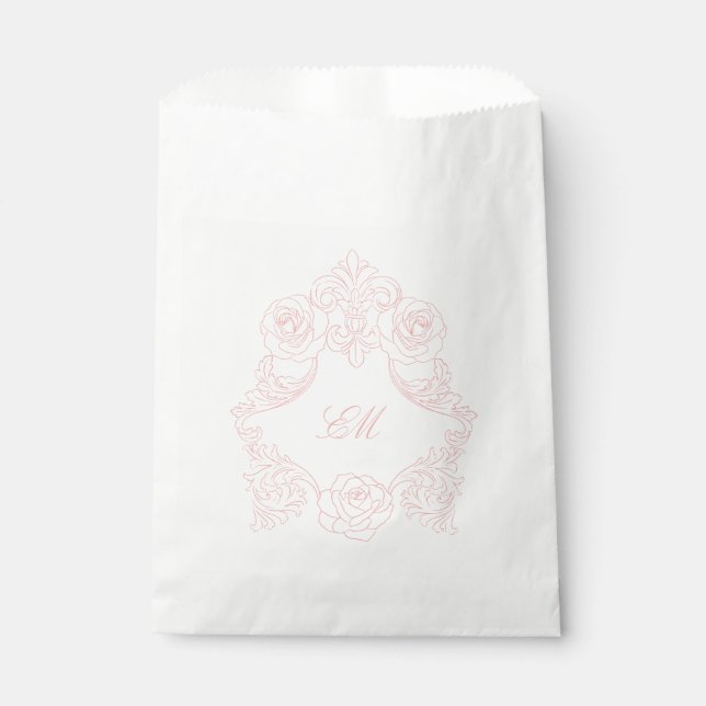 Crest Monogram Marie Antoinette Victorian Pink Favour Bags (Front)