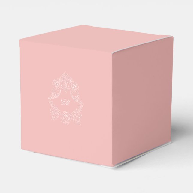Crest Monogram Marie Antoinette Victorian Pink Favour Box (Back Side)