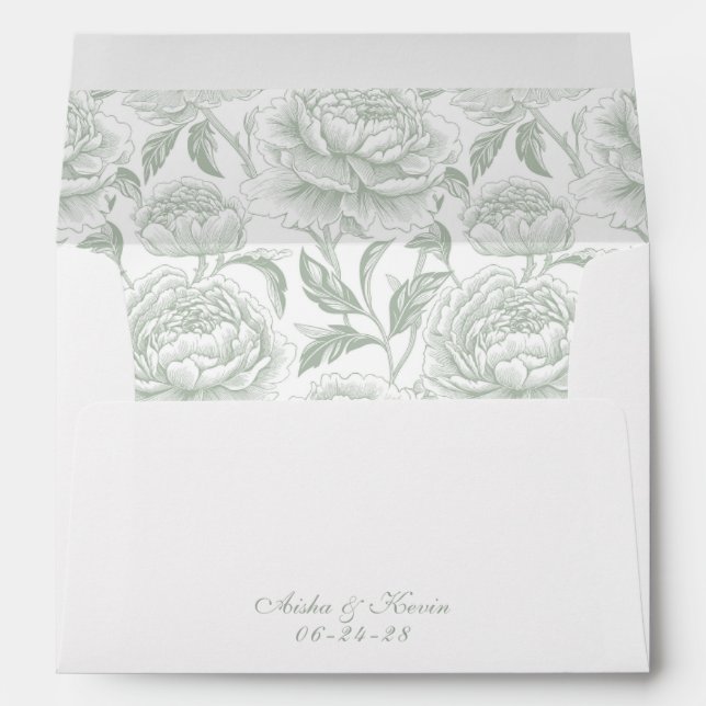 Crest Monogram Sage Green Script Envelope (Back (Bottom))