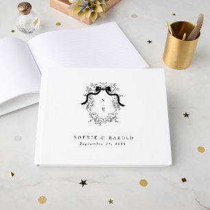 Crest Monogram Victorian Vintage French Wedding Guest Book