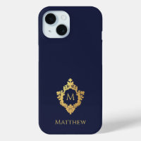 Crest Navy Blue Gold Monogram Name Vintage 