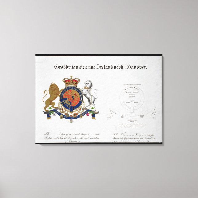Crest of the King of the United Kingdom of Great B Canvas Print (Front)